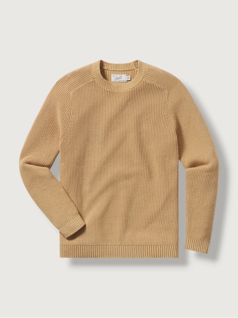 NWT Grayers Shaker Stitch Cotton Crewneck Sweater Curry, Size XL